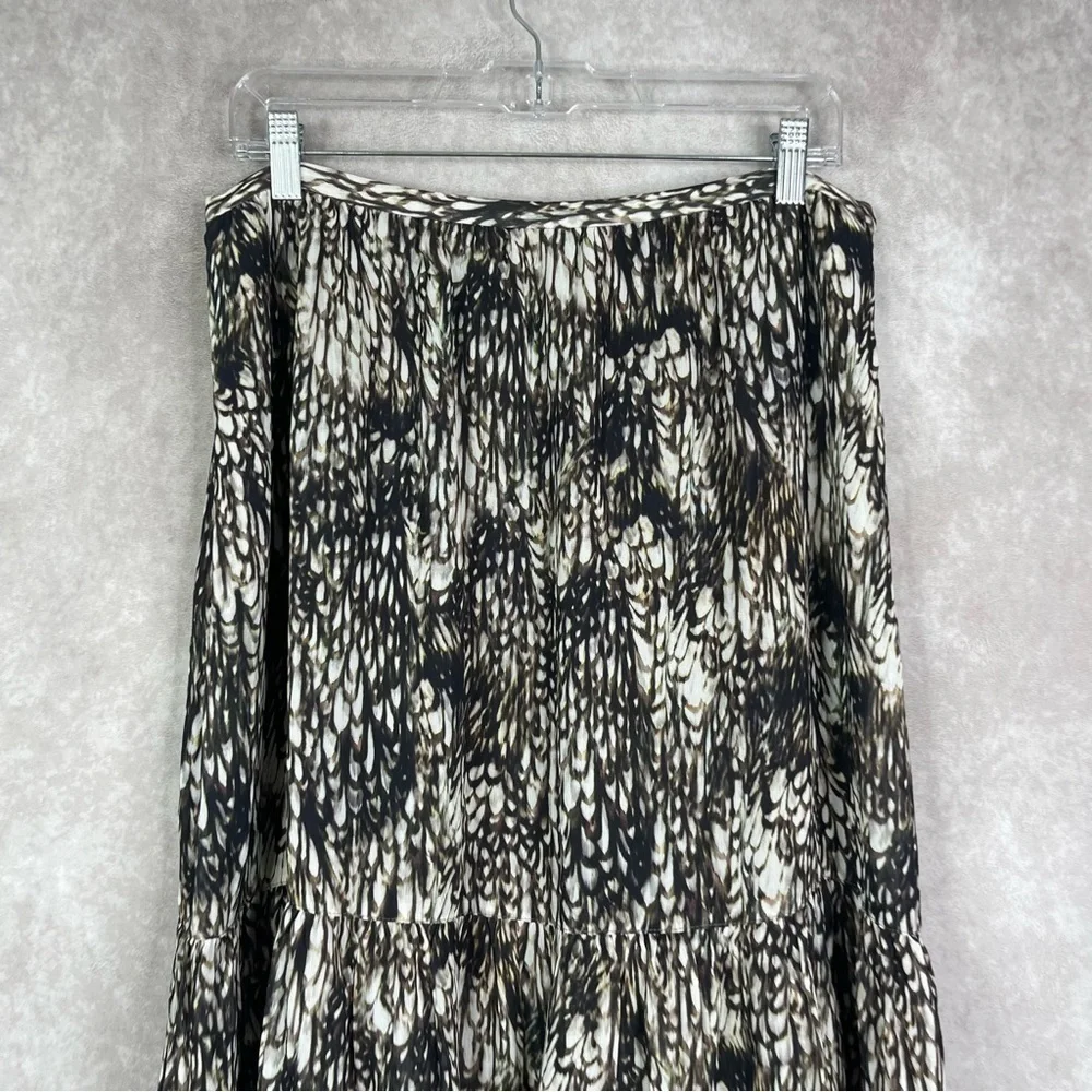 Peruvian Connection Plumage Maxi Skirt‎ In Brown Cream Women's Size US 10